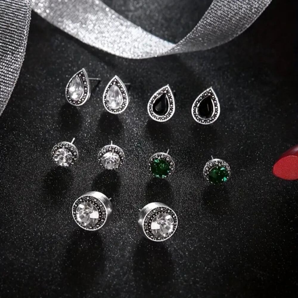 🌷5 For $15🌷5 Pairs Crystal & Alloy Fashion Earring Studs